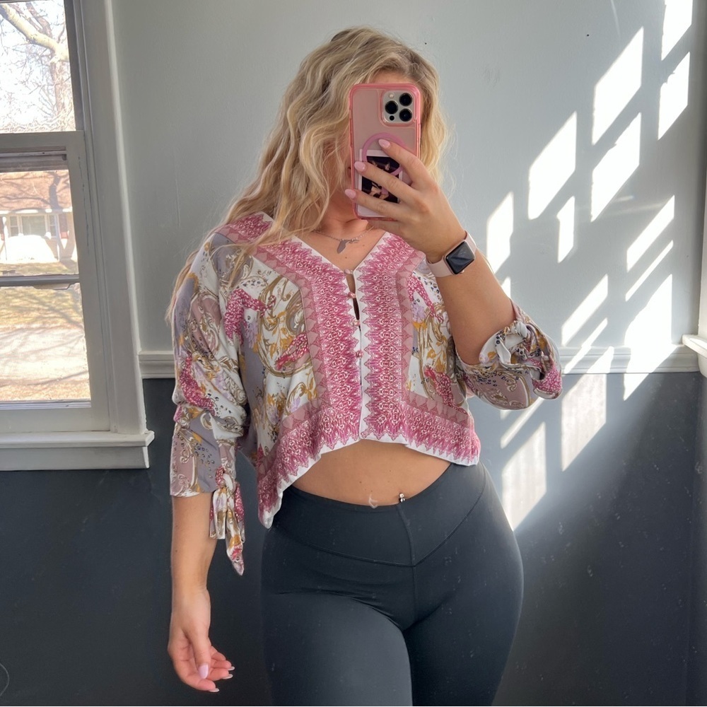 Free People Paisley Floral Boho Top XS